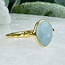 Aquamarine Rings - Size 5 Faceted Free Form Bezel Set - 18k Gold Vermeil
