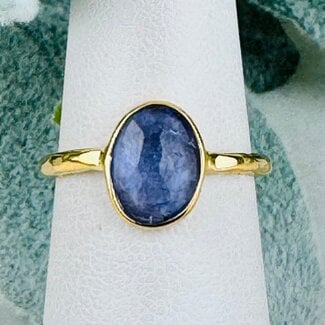 Tanzanite Rings - Size 5 Faceted Free Form Bezel Set - 18k Gold Vermeil
