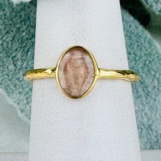 Gold Rutilated Rutile Quartz Rings - Size 6 Faceted Free Form Bezel Set - 18k Gold Vermeil