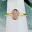 Gold Rutilated Rutile Quartz Rings - Size 6 Faceted Free Form Bezel Set - 18k Gold Vermeil