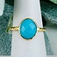 Kingman Turquoise Rings - Size 6 Faceted Free Form Bezel Set - 18k Gold Vermeil