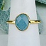 Aquamarine Rings - Size 7 Faceted Free Form Bezel Set - 18k Gold Vermeil