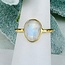 Rainbow (White) Moonstone Rings - Size 7 Faceted Free Form Bezel Set - 18k Gold Vermeil