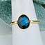 Labradorite Rings - Size 8 Faceted Free Form Bezel Set - 18k Gold Vermeil