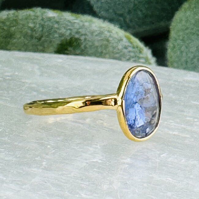 Tanzanite Rings - Size 5 Faceted Free Form Bezel Set - 18k Gold Vermeil