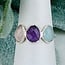 Amethyst Rose Quartz & Blue Kyanite Rings - Size 6 Faceted Free Form Bezel Set - Sterling Silver
