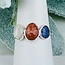Sunstone Tanzanite & Rainbow Moonstone Rings - Size 7 Faceted Free Form Bezel Set - Sterling Silver