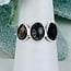 Tourmalated Quartz Smoky (Smokey) Quartz & Black Onyx Rings - Size 7 Faceted Free Form Bezel Set - Sterling Silver