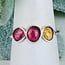 Pink & Yellow Tourmaline Rings - Size 7 Faceted Free Form Bezel Set - Sterling Silver