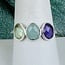 Green & Blue Kyanite Amethyst Rings - Size 8 Faceted Free Form Bezel Set - Sterling Silver