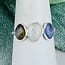 Rainbow Moonstone Tanzanite & Labradorite Rings - Size 8 Faceted Free Form Bezel Set - Sterling Silver