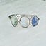 Rainbow Moonstone Tanzanite & Mint Green Kyanite Rings - Size 8 Faceted Free Form Bezel Set - Sterling Silver