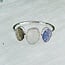 Rainbow Moonstone Tanzanite & Labradorite Rings - Size 8 Faceted Free Form Bezel Set - Sterling Silver