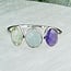 Green & Blue Kyanite Amethyst Rings - Size 8 Faceted Free Form Bezel Set - Sterling Silver