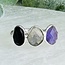 Labradorite Amethyst & Black Onyx Rings - Size 5 Faceted Free Form Bezel Set - Sterling Silver