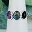 Labradorite Amethyst & Black Onyx Rings - Size 6 Faceted Free Form Bezel Set - Sterling Silver