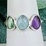 Blue & Green Kyanite Amethyst Rings - Size 7 Faceted Free Form Bezel Set - Sterling Silver