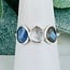 Rainbow Moonstone Tanzanite Labradorite Rings - Size 7 Faceted Free Form Bezel Set - Sterling Silver