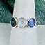 Rainbow Moonstone Tanzanite & Labradorite Rings - Size 9 Faceted Free Form Bezel Set - Sterling Silver