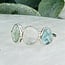 Rainbow Moonstone Blue Apatite & Green Kyanite Rings - Size 7 Faceted Free Form Bezel Set - Sterling Silver
