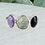 Labradorite Amethyst & Black Onyx Rings - Size 6 Faceted Free Form Bezel Set - Sterling Silver