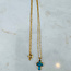 Turquoise Cross Necklaces Pendants - 16-18" Adjustable Dainty Link Chain 18k Gold Vermeil Bezel Set Cross