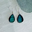 Blue Butterfly Wing Earrings - Dangle Drop Teardrop Pear Bezel Set - Sterling Silver