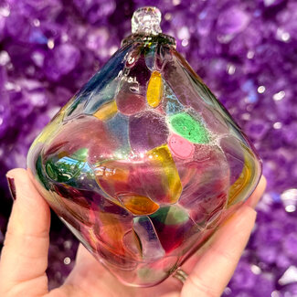 Rainbow Multi Colored Diamond Shaped Mosaic Specula Spirit Friendship Gazing Watch Wizard Kugel Witch Balls - Small 4"x 4"