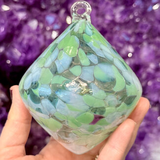 Light Blue and Light Green Diamond Shaped Mosaic Specula Spirit Friendship Gazing Watch Wizard Kugel Witch Balls - Small 4"x 4"
