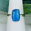 Blue Moonstone Rings - Size 8 Rectangle Bezel Set - Sterling Silver