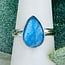 Blue Moonstone Rings - Size 6 Teardrop Pear Bezel Set - Sterling Silver