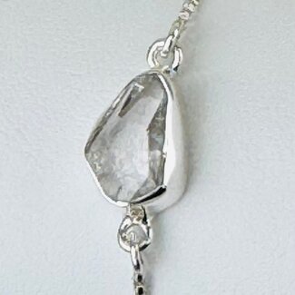 Herkimer Diamond Bracelets - Rough Raw Natural Bezel Set - Slider Ball Adjustable Sterling Silver