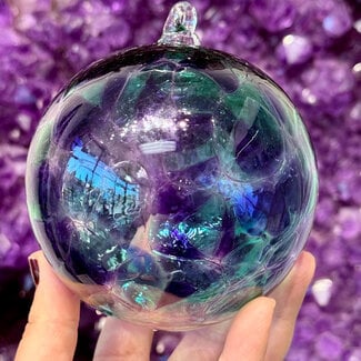 Purple and Light Green Specula Spirit Friendship Gazing Watch Wizard Kugel Witch Balls - Small 4"x 4"