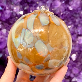 Orange, Brown, and Gray  Specula Spirit Friendship Gazing Watch Wizard Kugel Witch Balls -  Small 4"x 4"