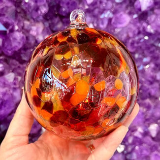 Orange and Red Specula Spirit Friendship Gazing Watch Wizard Kugel Witch Balls - Small 4"x 4"