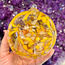 Yellow and Gray Mosaic Specula Spirit Friendship Gazing Watch Wizard Kugel Witch  Balls - Small 4"x 4"