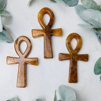 Golden Healer Quartz (Yellow Hematoid) Ankh (Key of Life) - Large 4"+ Carving