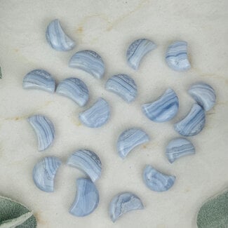 Blue Lace Agate Crescent Moons - Small 1" Carving
