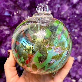 Green, Red and Light Green Mosaic Specula Spirit Friendship Gazing Watch Wizard Kugel Witch Balls - Small 4"x 4"