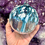 Aqua Light Blue and White Specula Spirit Friendship Gazing Watch Wizard Kugel Witch Balls - Small 4"x 4"