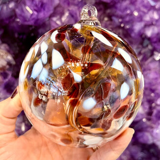 Red, White and Light Purple Mosaic Specula Spirit Friendship Gazing Watch Wizard Kugel Witch Balls - Small 4"x 4"