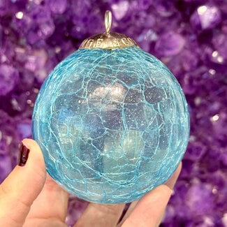 Light Blue Aqua Crackled Ornaments - Small 3"x3"
