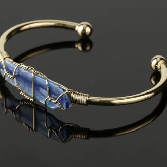 Blue Kyanite Cuff Bracelet - Copper Plated Wire Wrapped