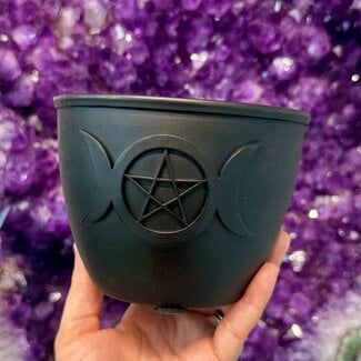 Cast Iron Smudge Pot- Triple Moon - 5" x 4"