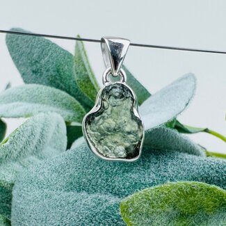 Moldavite Pendants - #6 Rough Raw Natural Large - Bezel Set Sterling Silver
