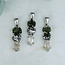 Moldavite Meteorite (Campo Del Cielo) & Herkimer Diamond Pendants - Rough Raw Natural - Bezel Set Sterling Silver