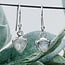 Rainbow Moonstone Earrings - Dangle Drop Triangle Faceted - Double Bezel Set Sterling Silver