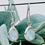 Rainbow Moonstone Earrings - Dangle Drop Teardrop Pear Faceted - Bezel Set Sterling Silver