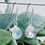 Rainbow Moonstone Earrings - Dangle Drop Circle Round Faceted - Double Bezel Set Sterling Silver