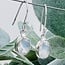 Rainbow Moonstone Earrings - Dangle Drop Oval Faceted - Double Bezel Set Sterling Silver